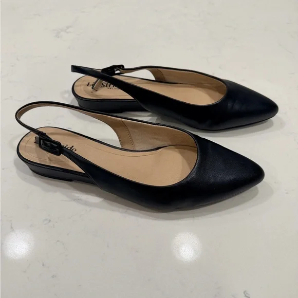 Life Stride Black Pointed Toe Slingback Flats - Picture 3 of 6